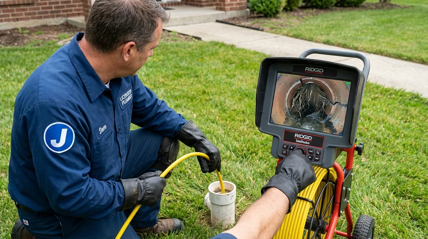 Sewer camera inspection being performed by Johns Plumbing LLC in Center