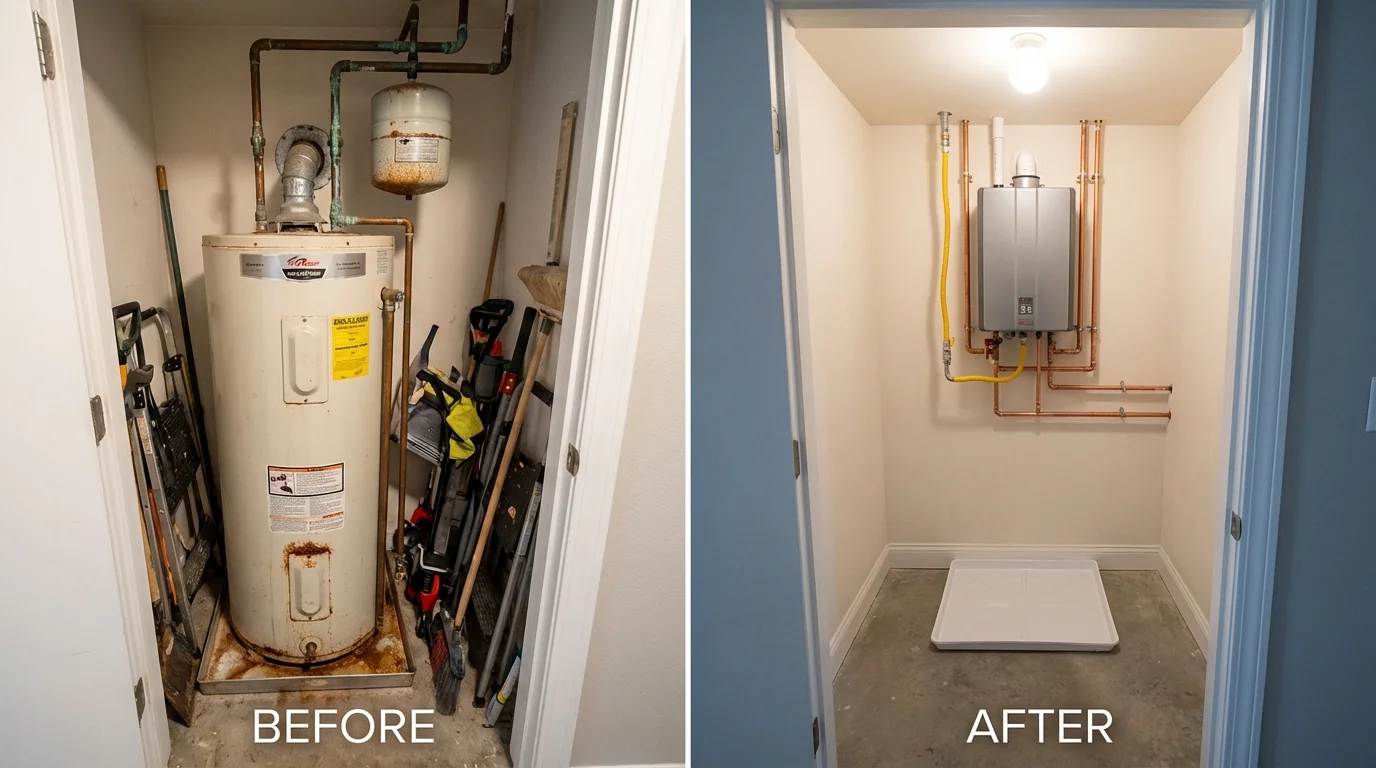 Tank water heater versus wall-mounted tankless unit comparison for Center, CO homeowners