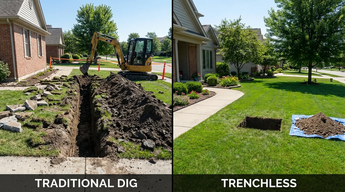 Trenchless sewer repair with minimal yard damage versus traditional excavation in Center, CO